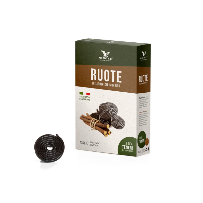 RUOTE di liquirizia morbida ed elastica in astuccio (120 g)