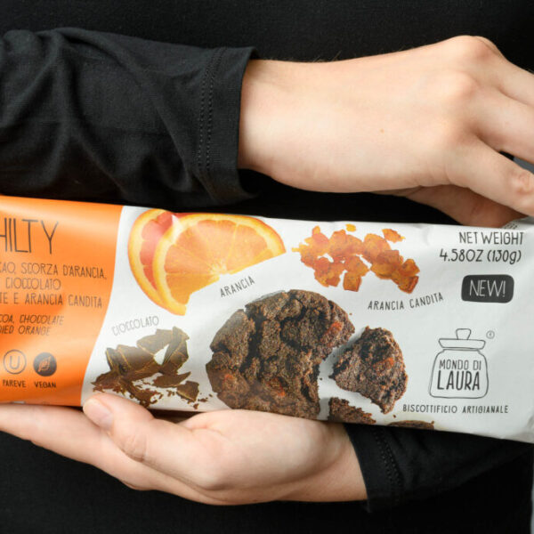 Ghilty, biscotto al cacao con scorza d'arancio e pezzi di Cioccolato e Arancia candita (130 g)