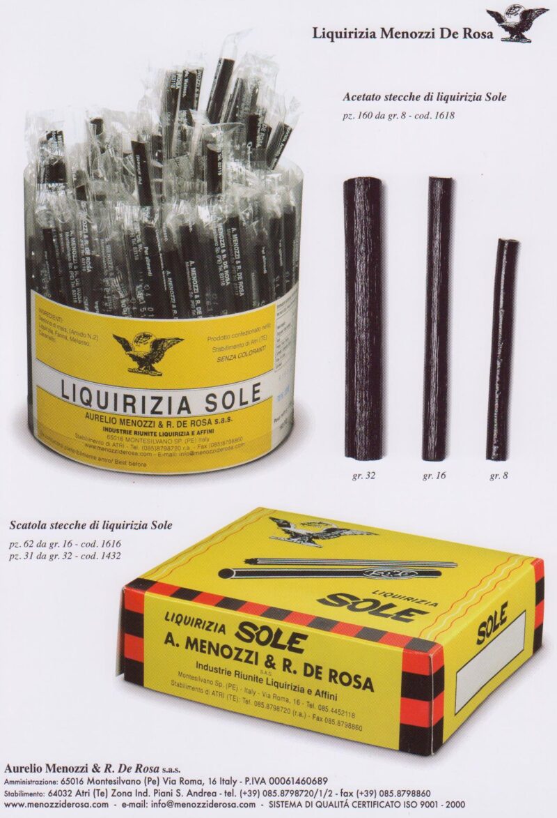 SOLE, stecche di liquirizia incartate singolarmente (31x 32 g)