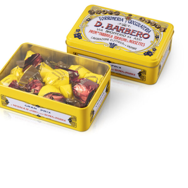 Scatola (gialla) contenente nociolini, boeri e limoncelli (150 g)