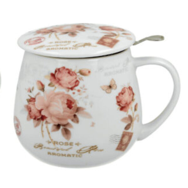 LOVING FLOWERS, Tisaniera in porcellana con filtro in acciaio in gift box (3x 400 ml)