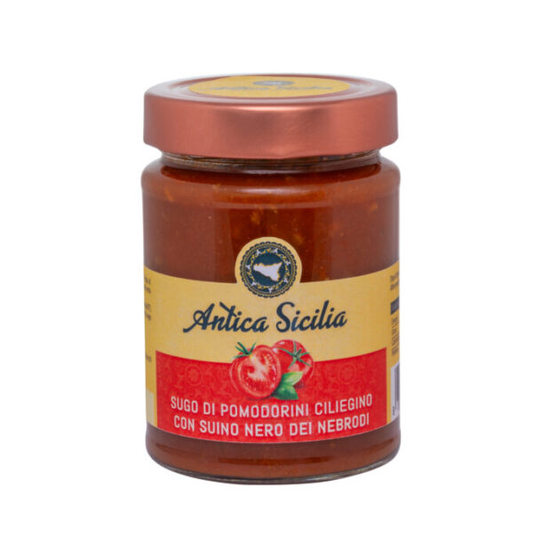 Sugo di pomodorini ciliegino con suino nero dei nebrodi (280 g)