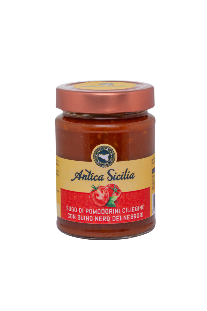 Sugo di pomodorini ciliegino con suino nero dei nebrodi (280 g)
