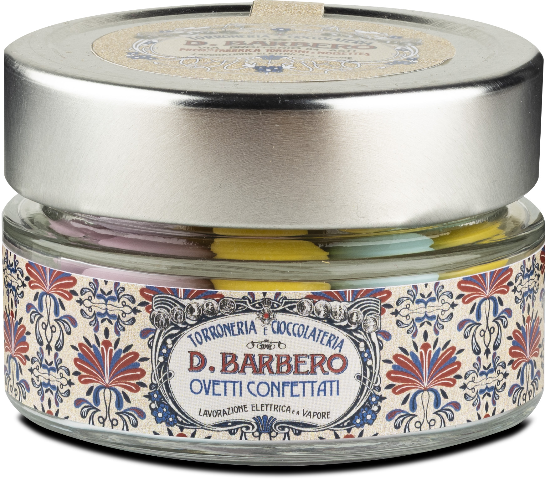 Mini ovetti ripieni di cioccolato al latte, finemente confettati in barattolo di vetro (85 g)