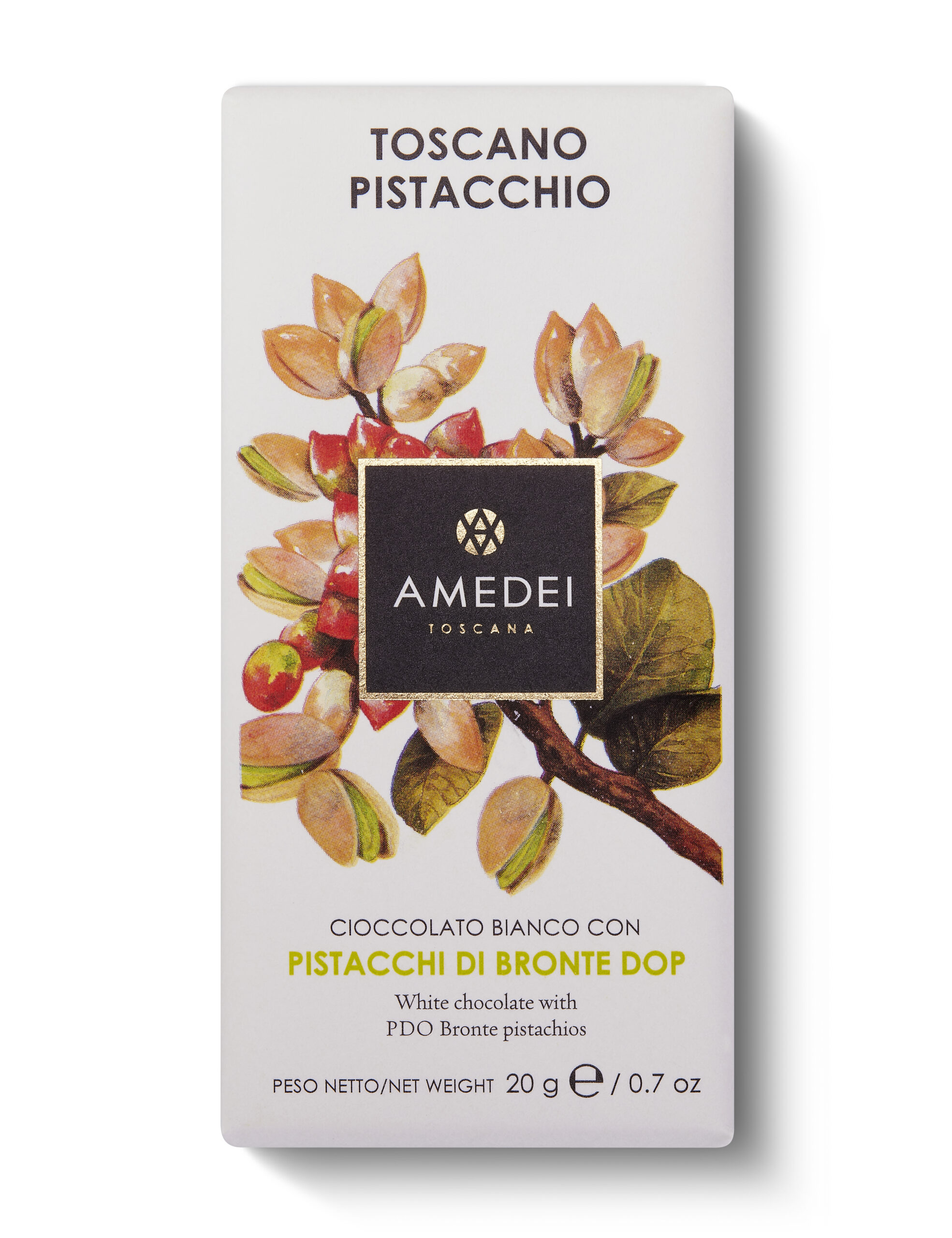 TOSCANO PISTACCHIO, Cioccolato Bianco con Pistacchi (20 g)