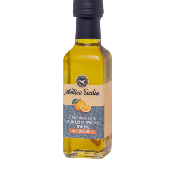 Olio e.v.o. all'arancia, bottiglia rettangolare (10 cl
