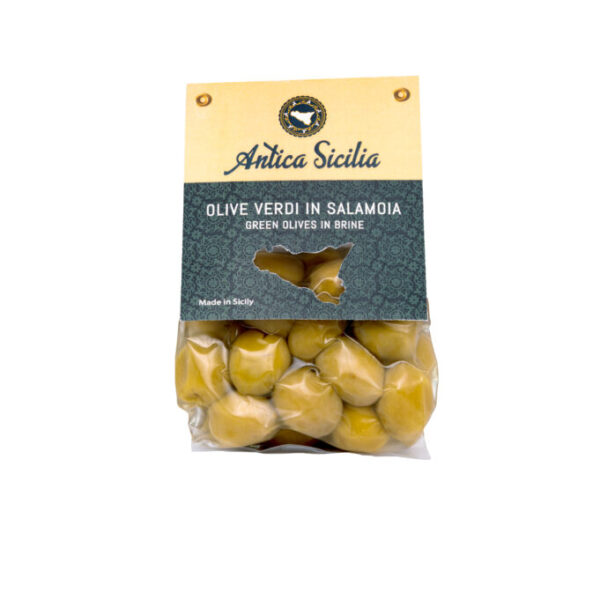 Olive verdi in salamoia, sottovuoto cavallotto (350 g)