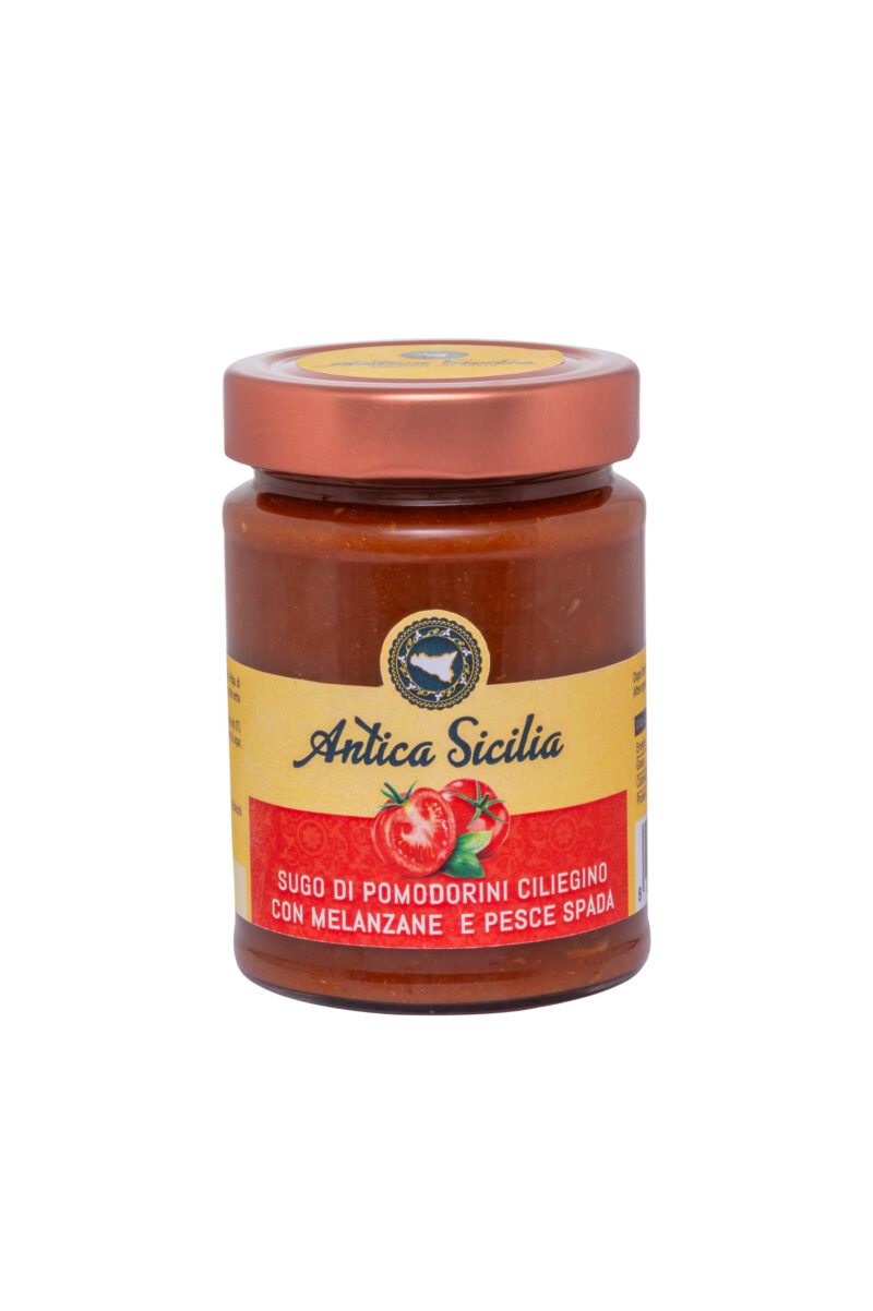 Sugo di pomodorini ciliegino con melanza e pesce spada (280 g) (Copy)