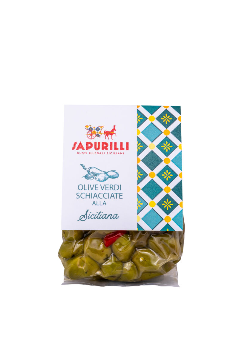 SAPURILLI - Olive verdi schiacciate alla Siciliana (300 g)