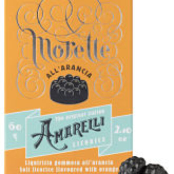Amarelli - Morette Arancia 60g_656 MORETTI ALL'ARANCIA, Liquirizia con gomma arabica all'arancia (60 g)