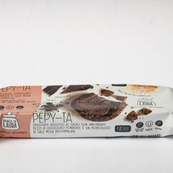 Pepy-ta, biscotto al cacao con pezzi di cioccolato fondente e sale rosa dell'Himalaya (130 g)
