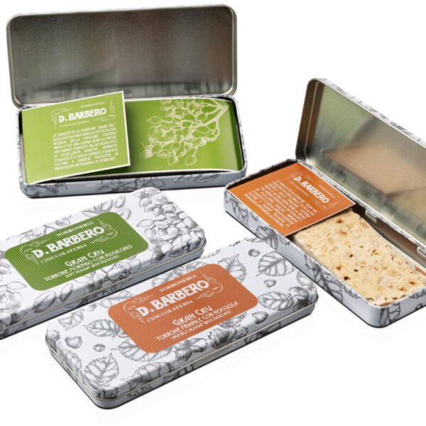 "GRAN CRU" - Tavoletta di torrone in scatola di metallo, cartone misto da 27 confezioni (9 per tipo di 100 g)