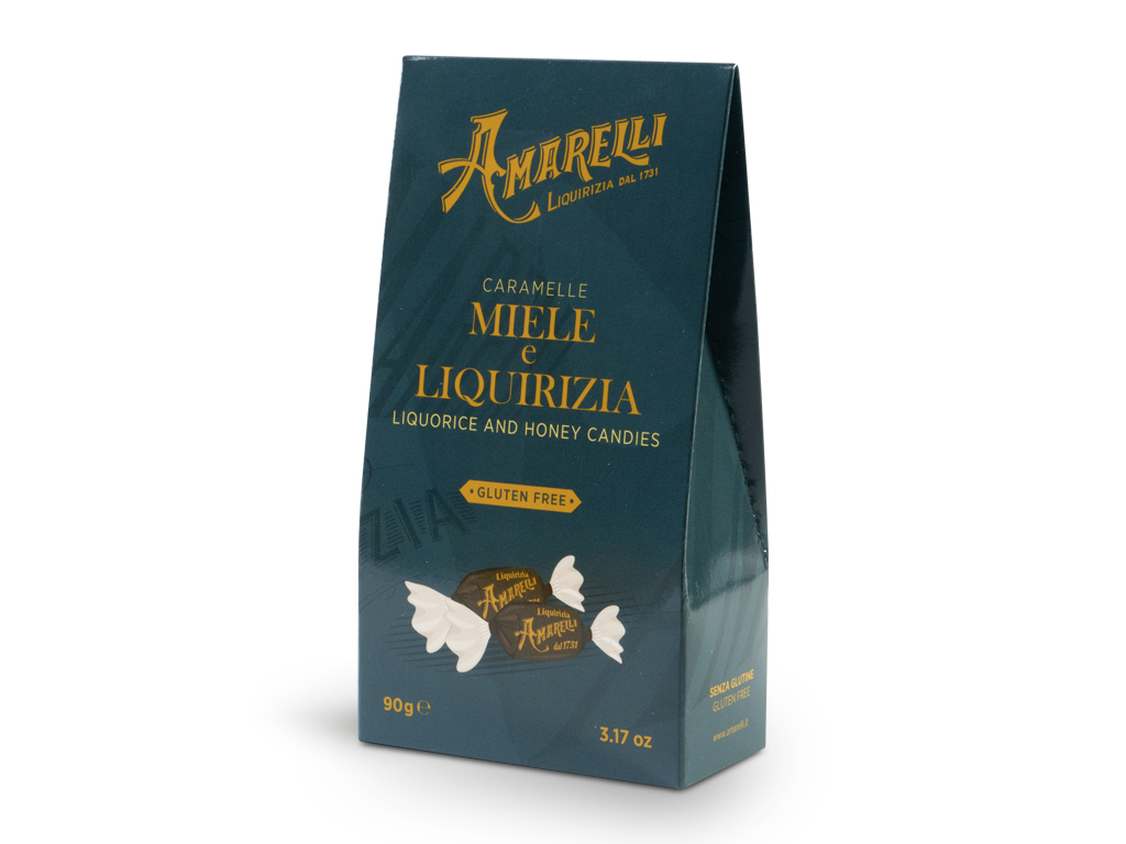 Caramelle MIELE E LIQUIRIZIA, Squisite caramelle artigianali di solo miele italiano, incartate singorlarmente (90 g)